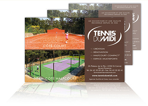 création graphique d'une annonce-presse pour courts de tennis d'aix-en-provence